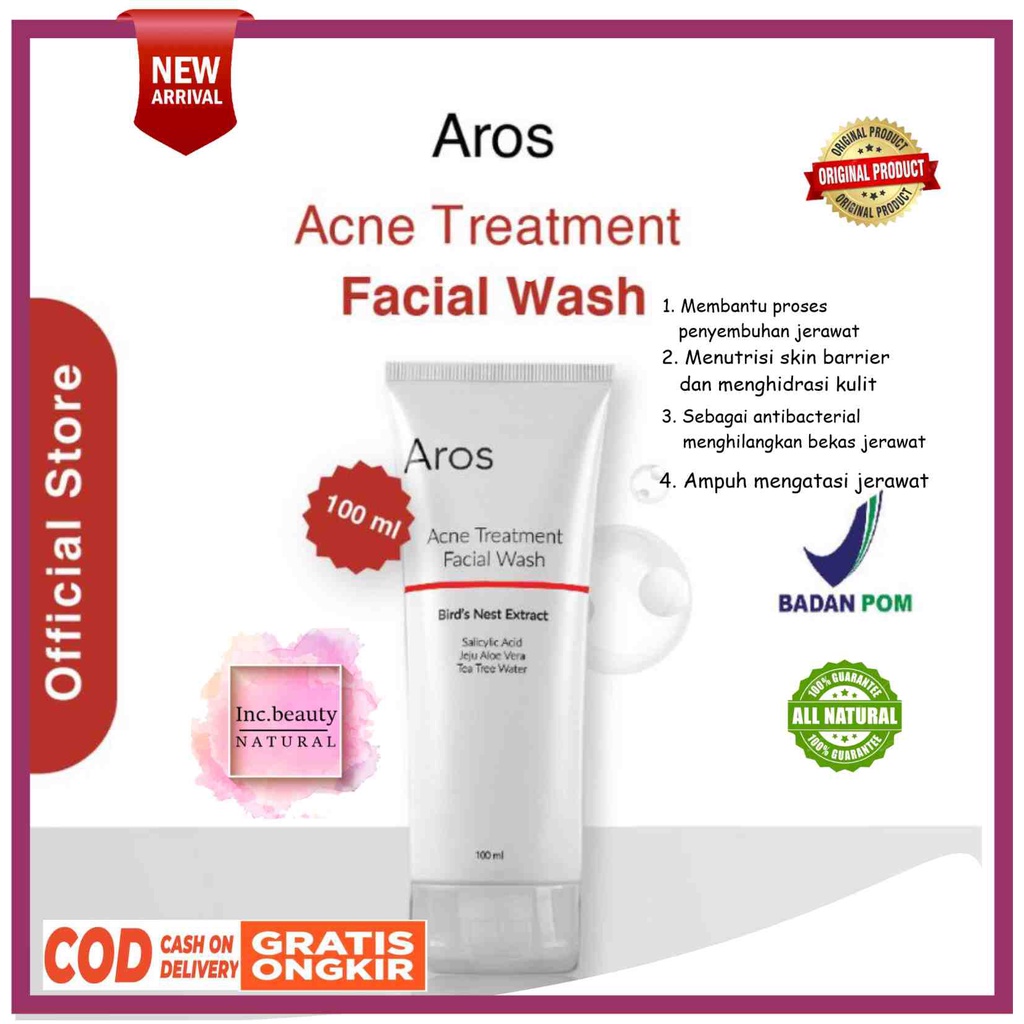 AROS FACIAL WASH ACNE TREATMENT AROS SKINCAREA SABUN WAJAH I ORIGINAL BPOM COD