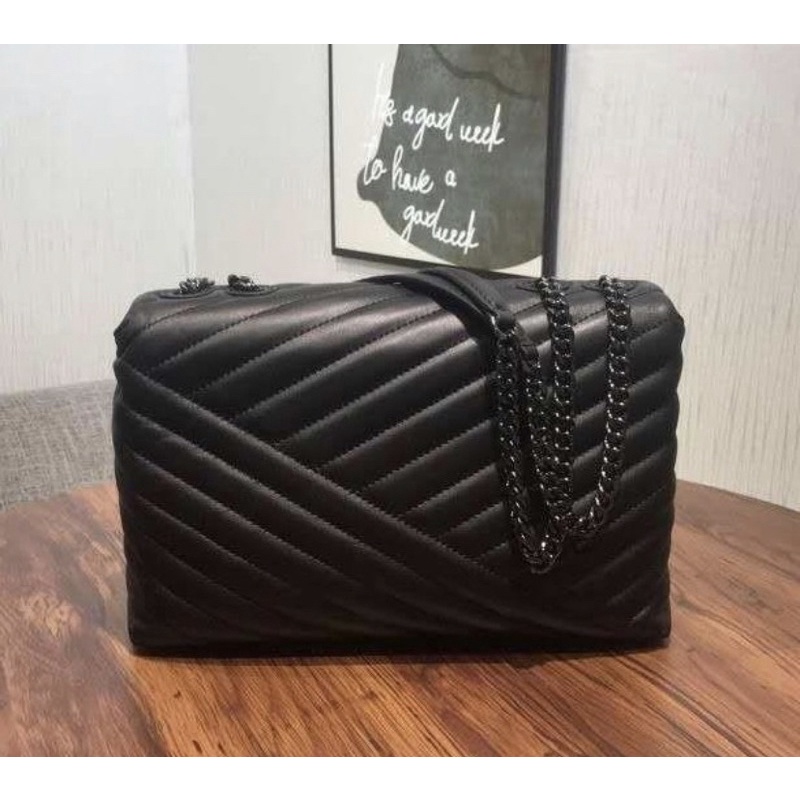 Tory Burch Kira Chevron Convertible Bag Black Matte