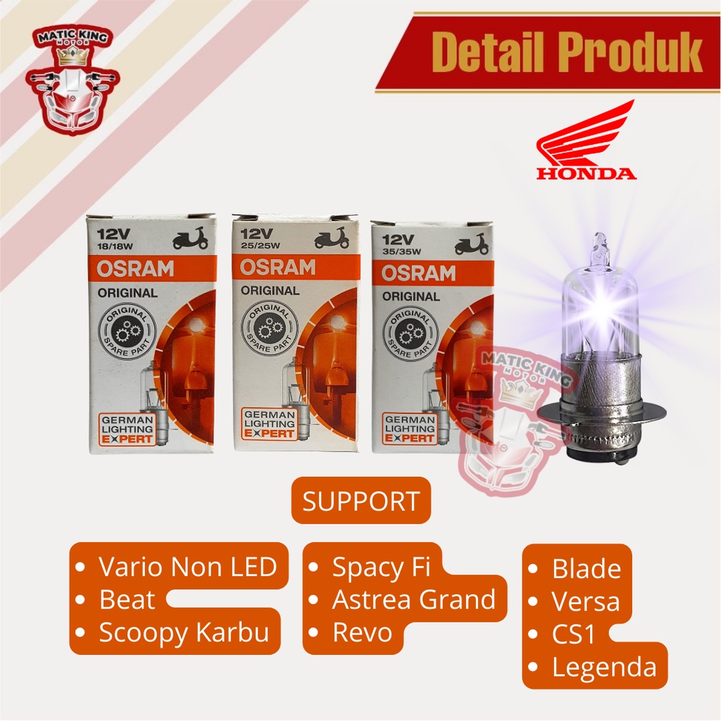 OSRAM Bohlam Lampu Halogen Motor 25w 35w 18w  BeatFi VarioFi Mio Scoopy