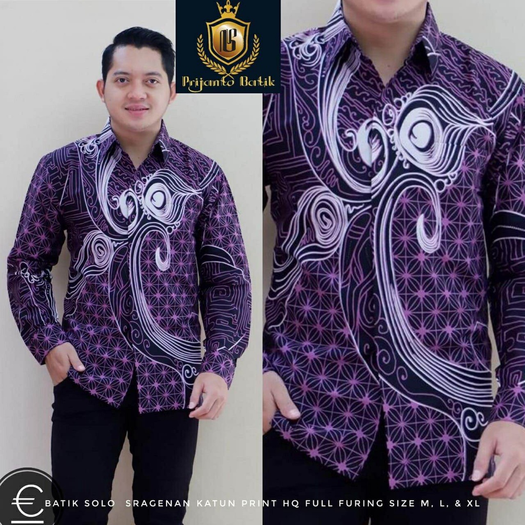 Kemeja batik uwer ungu / baju batik pria warna ungu terbaru / batik warna ungu / batik pesta ungu