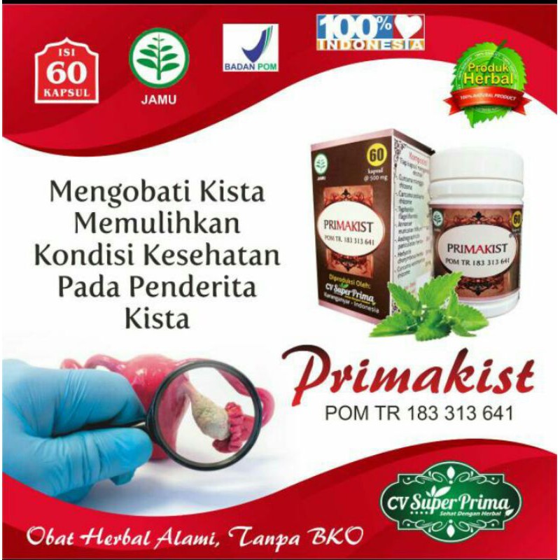 

kapsul herbal "PRIMAKIST" mengobati penyakit kista & mengembalikan kesehatan penderita kista