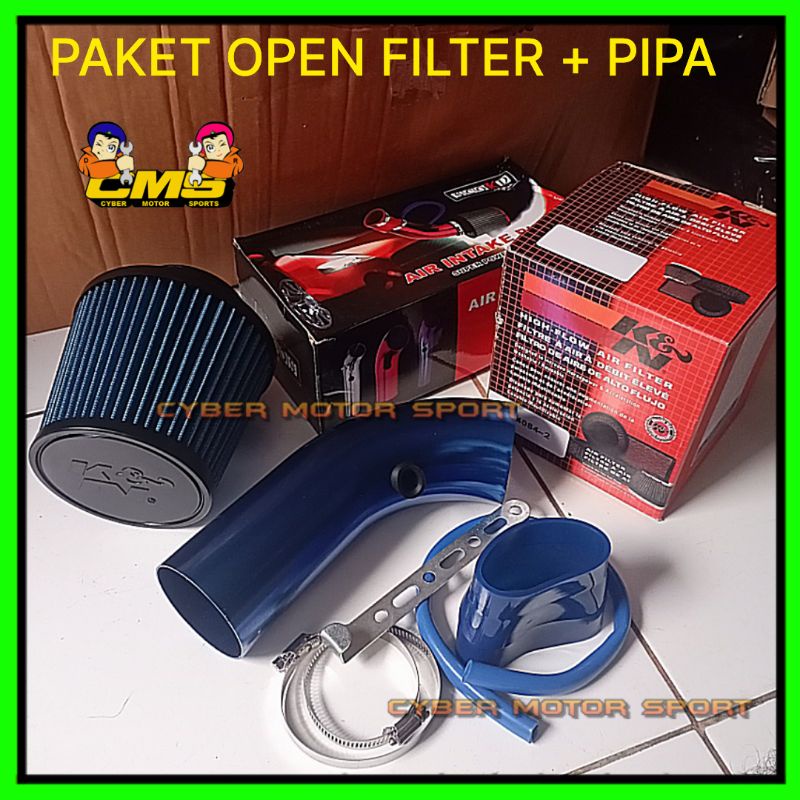paket pipa intake plus Open filter udara mesin mobil universal. filter K&N . filter udara racing Knn