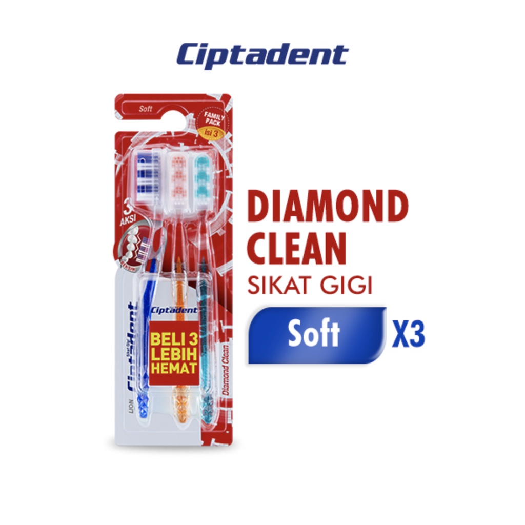 CIPTADENT Sikat  Gigi  Diamond Clean Soft Kotak Isi 3 