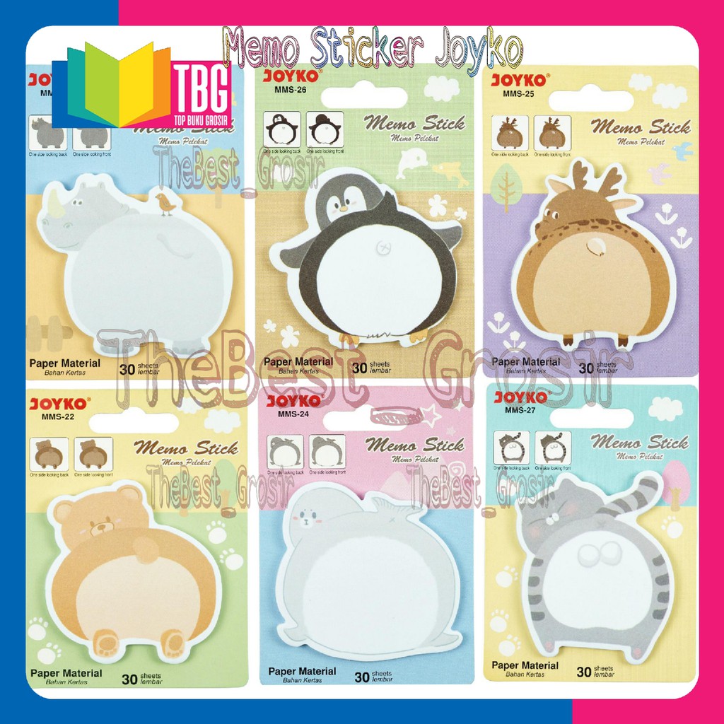 

1 PAD MEMO STICKER MMS JOYKO/ MEMO STICKY NOTE ANIMAL/ KERTAS TEMPEL LUCU/ STICK NOTE/ MEMO TEMPEL