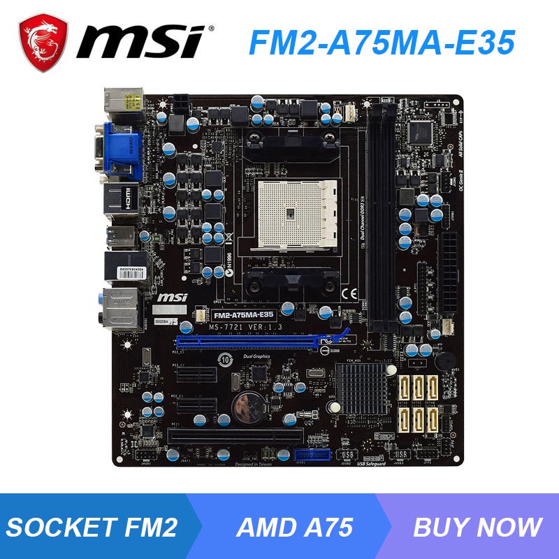 PREORDER MSI FM2-A75MA-E35 Motherboard FM2 Motherboard DDR3 32GB RAM AMD A75 USB3.0 Support A10/A8/A