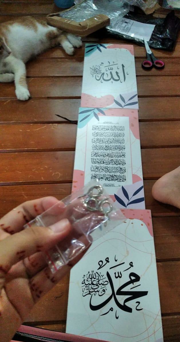 Wooden Projects Kaligrafi Hiasan Pajangan Dinding Rumah Lafadz Allah Muhammad Tropical Series - Tkl