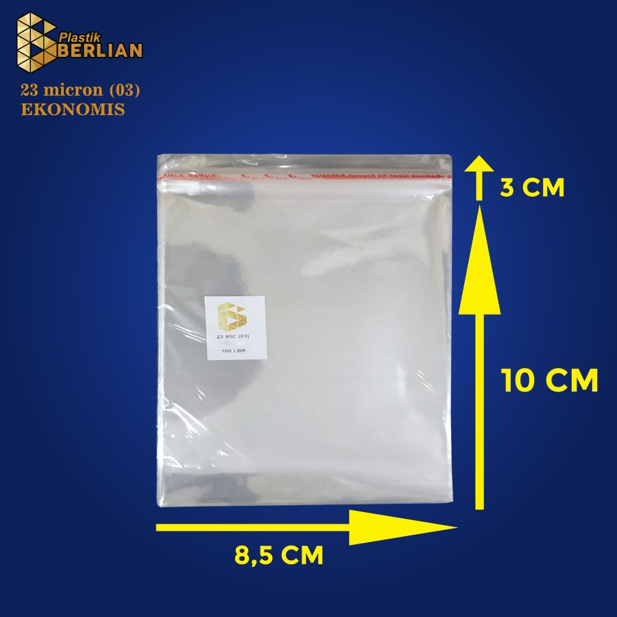 

8,5 x 10 cm Plastik OPP EKONOMIS 23micron (100 lbr) (lem/seal)