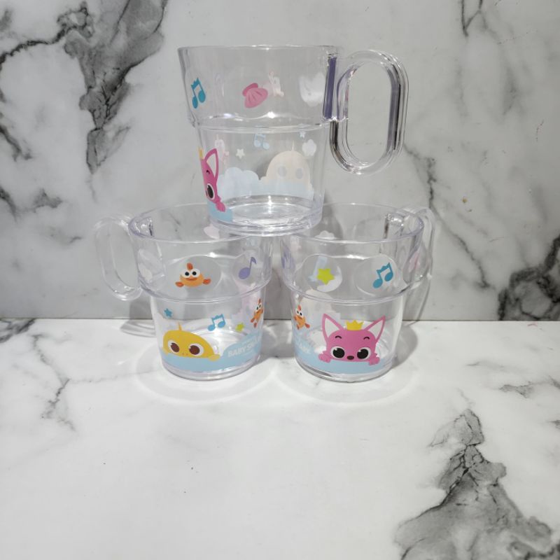 Pinkfong glass / gelas transparan / gelas pinkfong / pinkfong korea