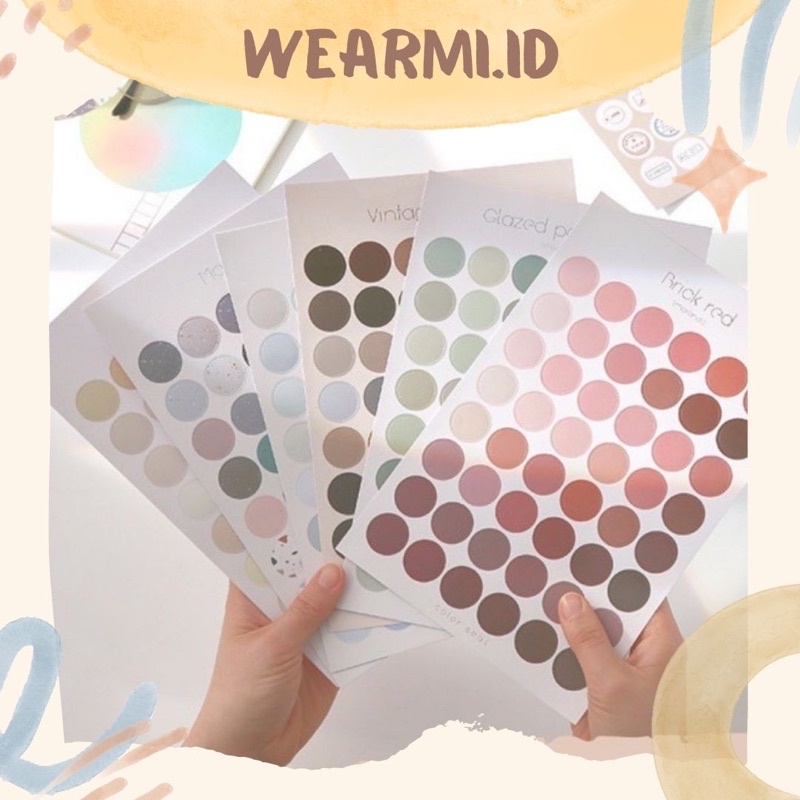 

Sticker Dot Bulat Lembar Warna Motif Morandi Scrapbook diy bujo- sl