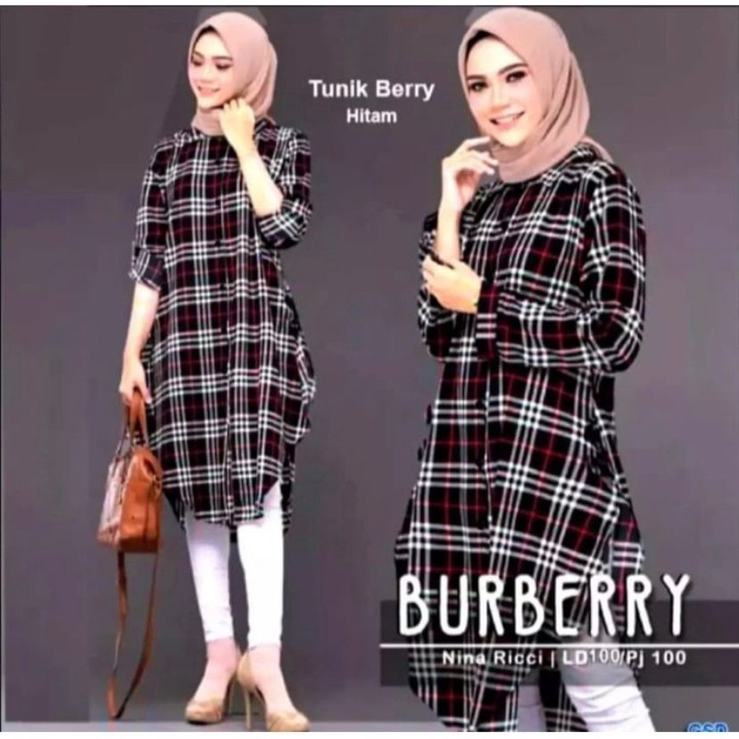 Tunik Import Wanita Motif Burberry Tunik Jumbo Tunik Wanita Tunik Termurah Tunik Kotak Burberry Terb