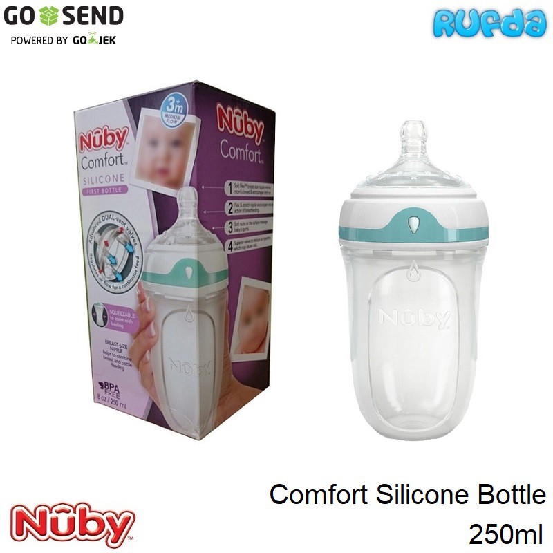 Nuby Comfort 250ml Silicone Bottle, Botol Susu Mirip Payudara