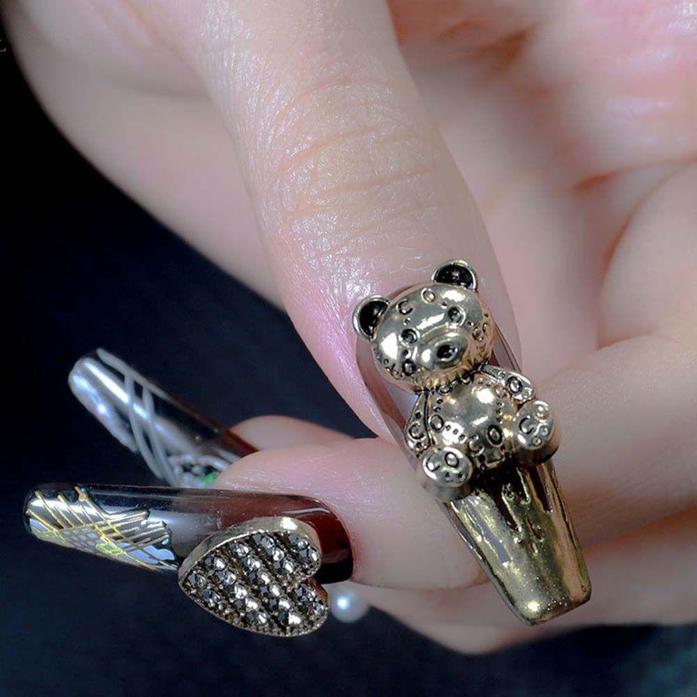 AUGUSTINA Agustina Nail Art Berlian Imitasi Fashion Jepang Berongga Bingkai Lebah Mutiara Ornamen Ikatan Simpul DIY Nail Art Perhiasan