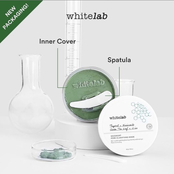 Whitelab Mugwort Pore Clarifying Mask - Masker Wajah Clay Mask - Packaging Baru
