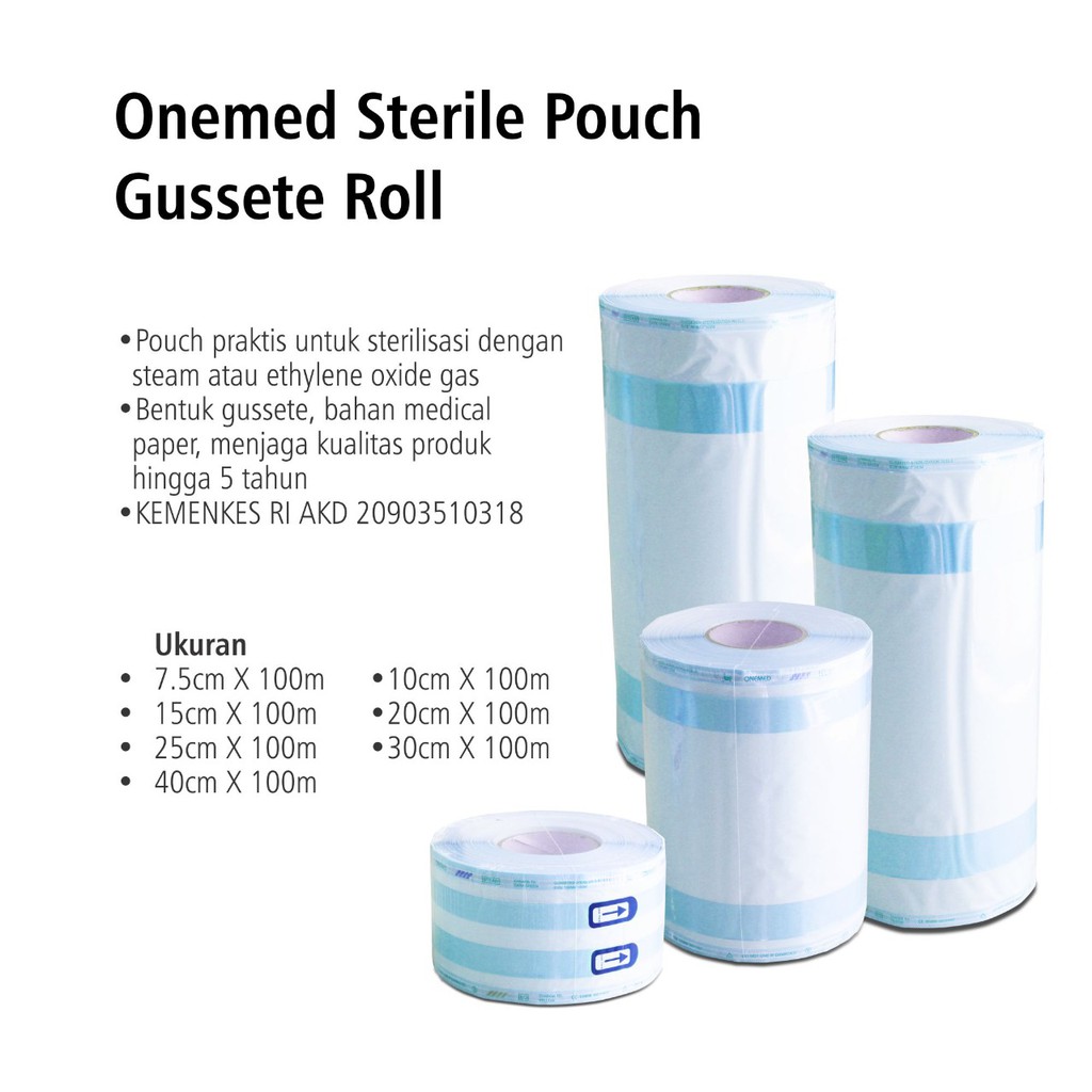 Sterile Pouch Gusset OneMed 7,5cmx100m