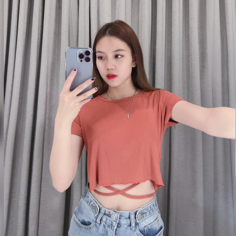 Sharaa Rib crop top | Crop top tali silang | Crop top tali ikat