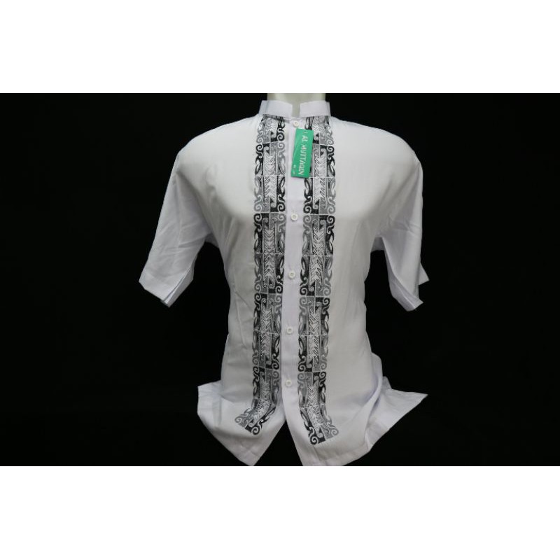 Baju Koko Dewasa Pria Muslim Lengan Pendek Putih Bordir Hitam Murah Pasar Tasik Tanah Abang