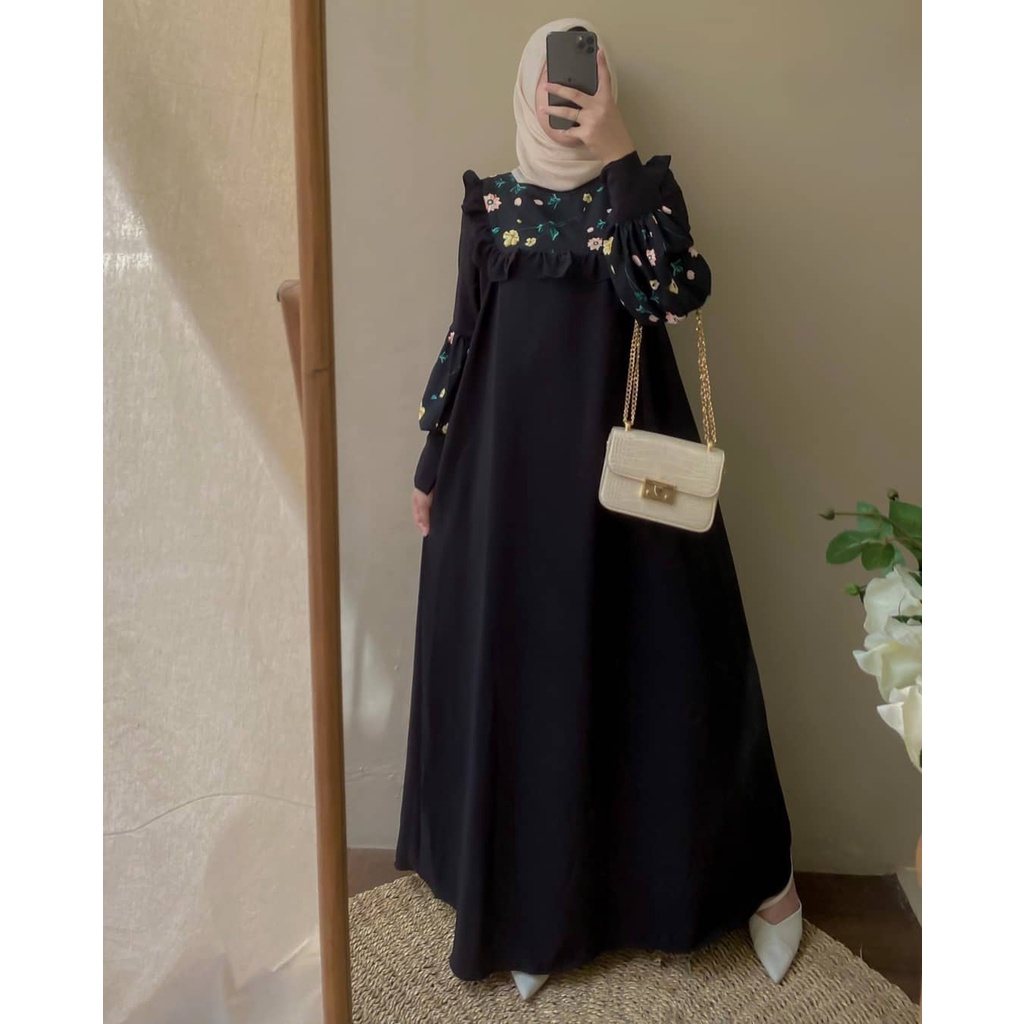 C.P - LOUISA DRESS GAMIS MOCREPE WANITA TERBARU MIX BORDIR