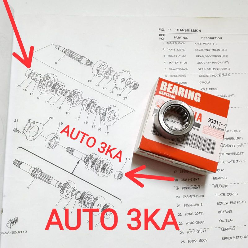 BEARING LAHER BAMBU IKO RASIO RX KING ORI ORIGINAL 93311-315Y6 315Y7