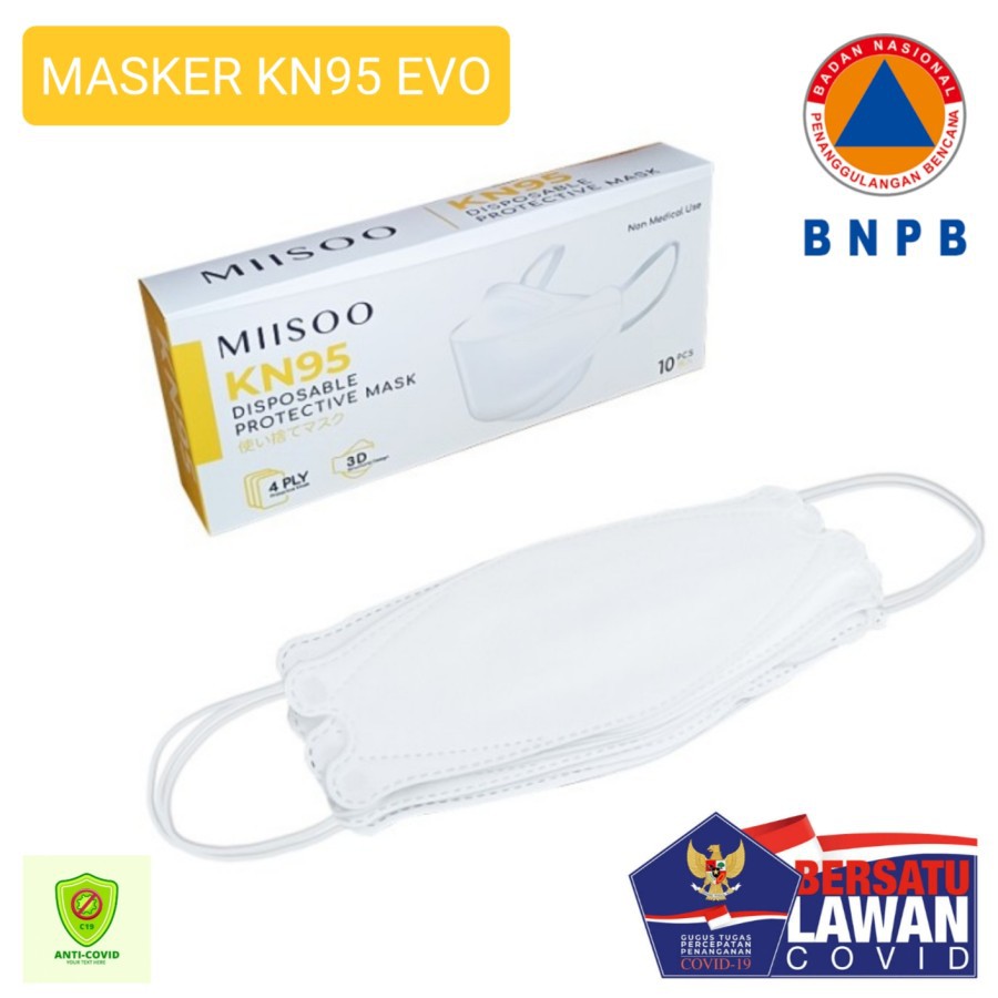 MIISOO KN95 - Duckbill Disposable Protective Mask 3D - Mouson KN 94 4ply / Masker Medis Kesehatan