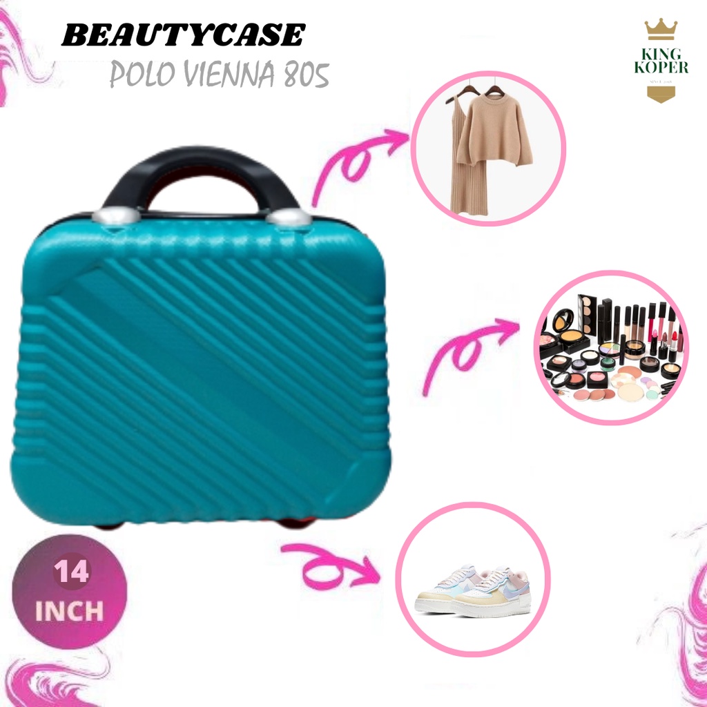 Beautycase koper 14 inch Polo - Koper motif - hardcase - travel anak - koper import - beautycase koper - beautycase murah - 12 inch - koper fiber - koper berkualitas