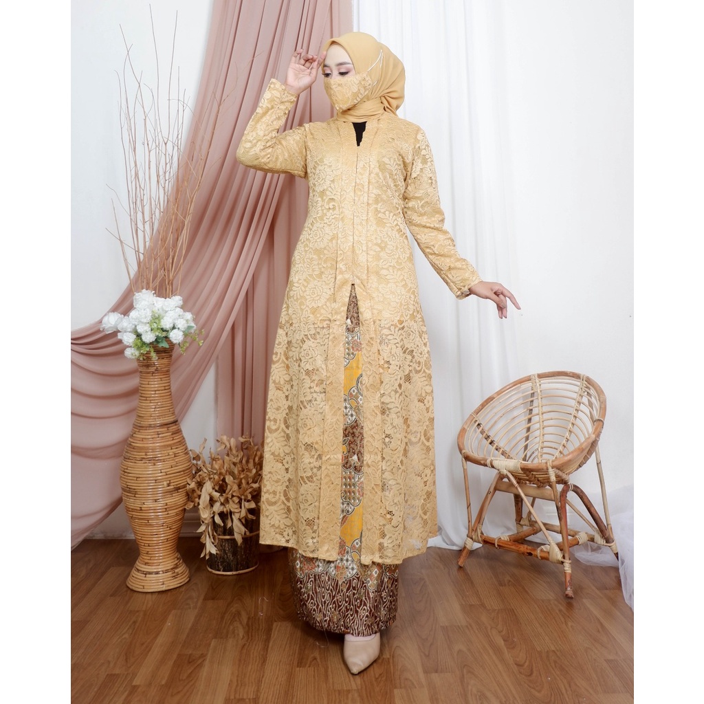 Permata Olshop / Setelan Kebaya Tunik Brokat Hayati / Tunik Tradisional Model Terbaru / Baju Kurung Brukat / Tunik Pesta