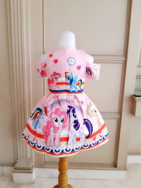 GA2680 LITTLE PONY SABRINA DRESS ULANG TAHUN ANAK KUDA PONI MURAH PINK KUNING IMPORT LUCU