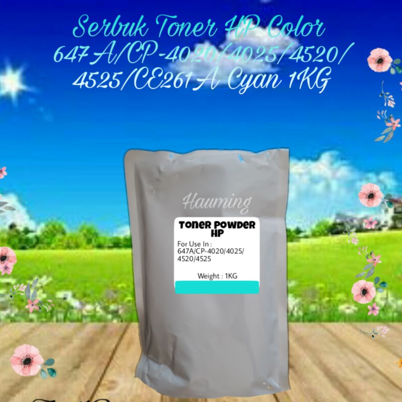 Serbuk Toner HP 647A CP4020 CP4025 CP4520 CP4255 CP-4025n 4525n 4525dn 4525xh CE261A Cyan 1kg