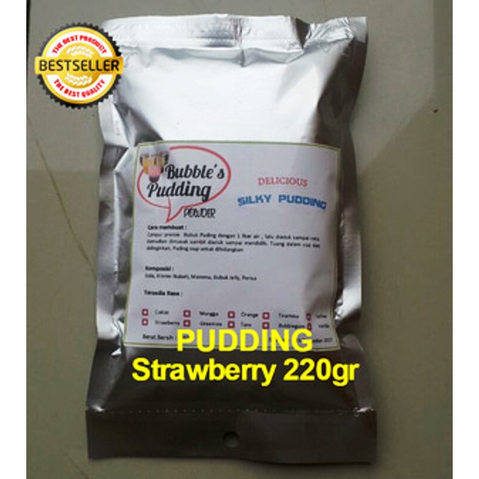 

Bubble's STRAWBERRY Frizco 220gr Premix Silky Pudding powder bahan bubuk puding sutra