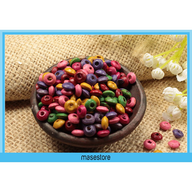 20 Gram Manik Kayu Bulat Pipih 7 mm KY-02 Masestore Craft