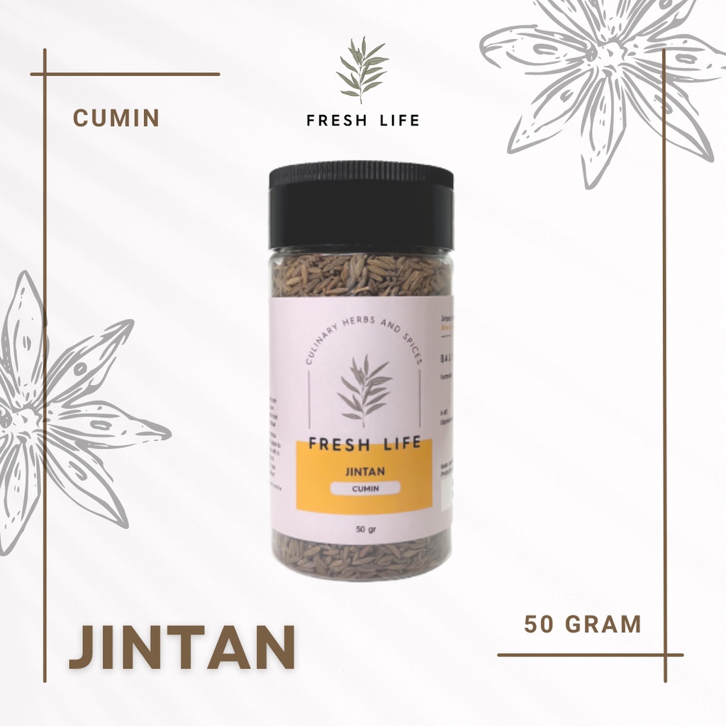 

Jintan / Jintan Bubuk / Jintan Hitam (Cumin / Ground Cumin / Black Cumin) Fresh Life 50 gr