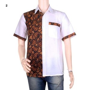 Kemeja Kerja Kemeja Batik Pria Kombinasi Sandya