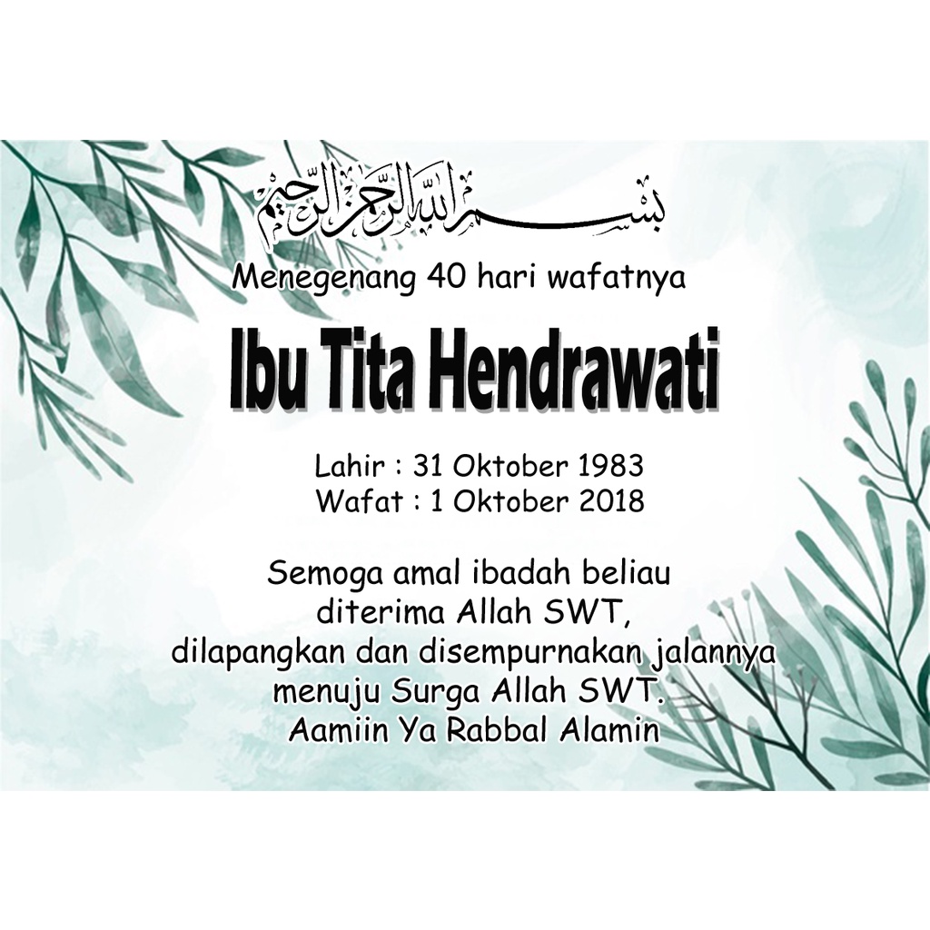 

Stiker Label memperingati, mengenang Wafat / Tahlilan / Pengajian 7 / 40 /100 /1000