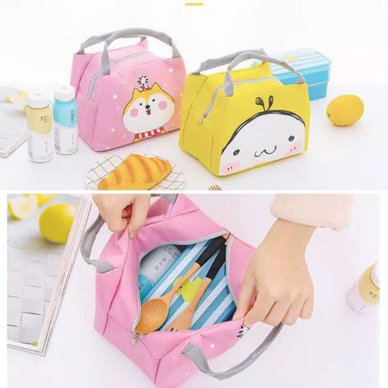 Tas Bekal Cooler Bag Tas Makan Anak Tahan Panas Tahan Dingin Tas Korea Karakter Lunch Bag Meal Bag