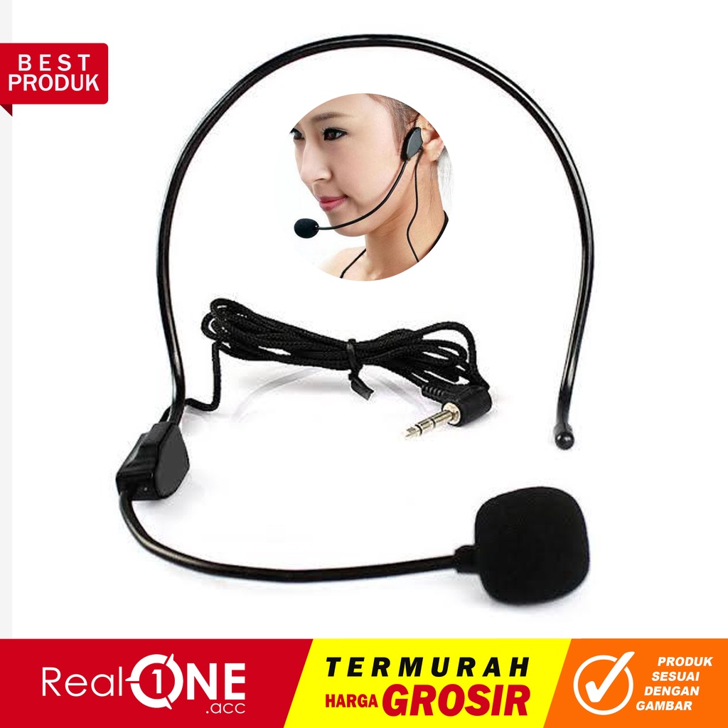 Mic on clip bando gamers youtuber splitter audio microphone perekam suara kabel jack 3.5mm  - realoneacc