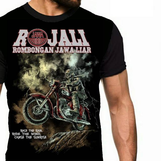 Kaos Rojali rombongan Jawa liar komunitas klub motor otomotif anak cowok pria murah keren printing