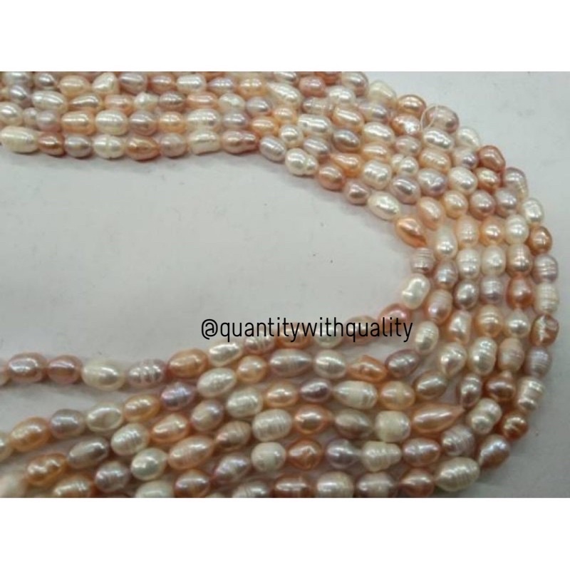 MUTIARA AIR TAWAR OVAL Lombok PREMIUM QUALITY ukuran 6-16mm putih peach lavender