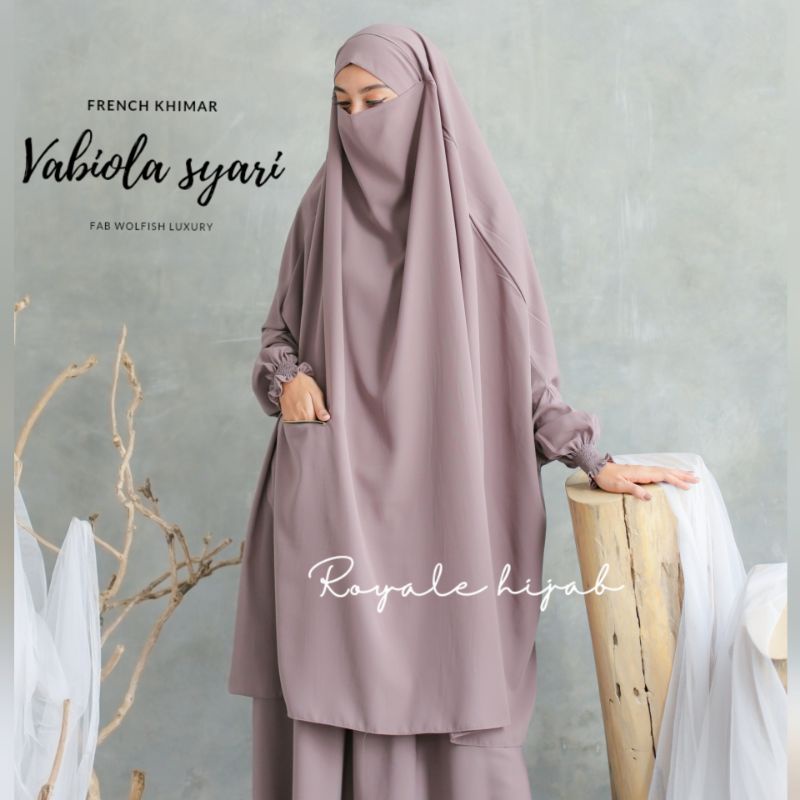 VABIOLA SYARI FRENCH KHIMAR + ROK+CADAR TALI