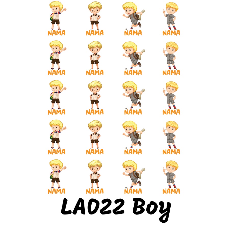 

Sticker Nama Cutting Label Waterproof Tahan Air Kid 22 (LA022)