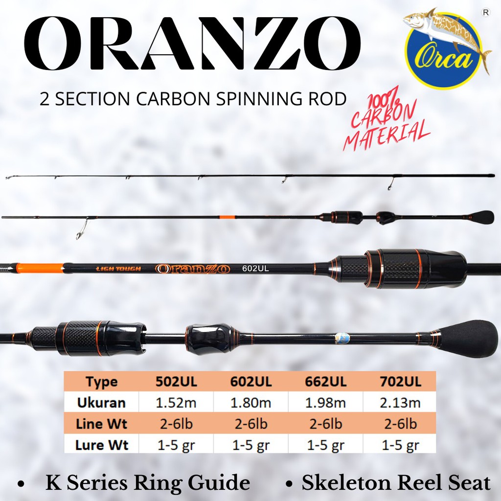 Joran Spinning Casting Orca Oranzo 502UL 602UL 662UL 702UL Ultra Light Original Kuat Bisa COD