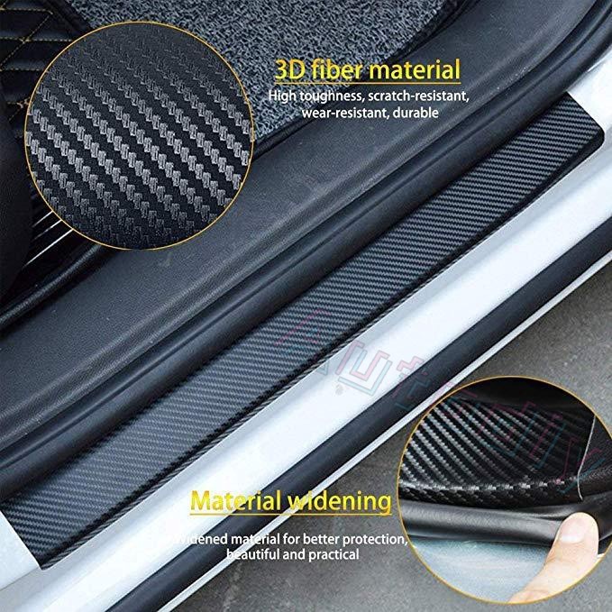 4 Pcs Stiker Film Pelindung 3D Anti Gores Bahan Carbon Fiber Untuk Pintu Mobil Universal