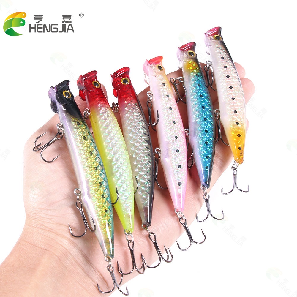 Hengjia 6pcs / Lot Umpan Pancing Popper 11cm 13g Untuk Air Tawar / Asin