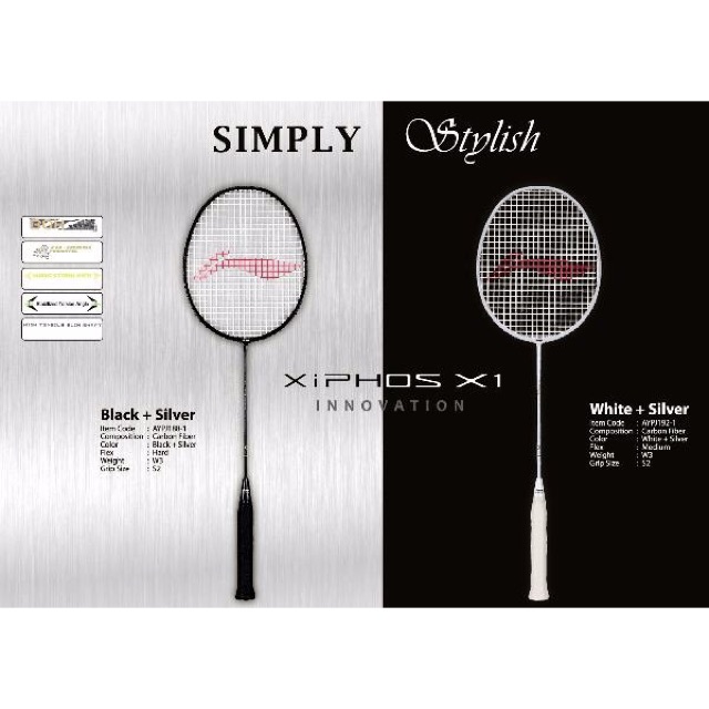 Raket Badminton Lining Xiphos X1 Black / White - Original