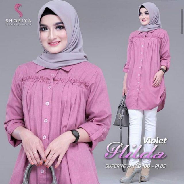 Hilda Tunik Baju Atasan Wanita Dewasa Terbaru Kekinian-Violet
