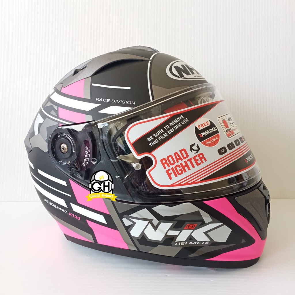 HELM NHK FULL FACE NHK GP PRIME MOTIF AEROSONIC BLACK PINK DOFF