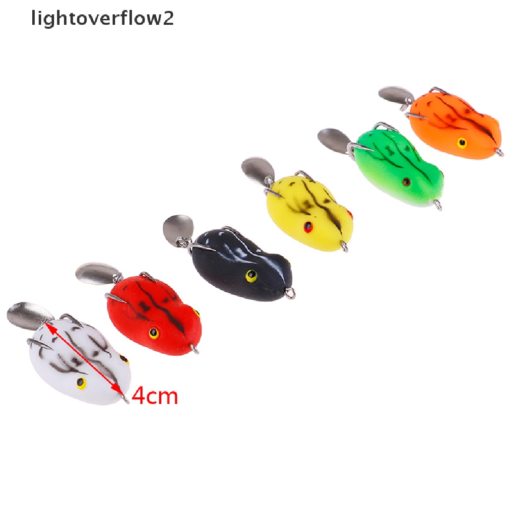 (lightoverflow2) 1pc Umpan Pancing Softlure Bentuk Katak Imitasi Dengan Kail Ganda