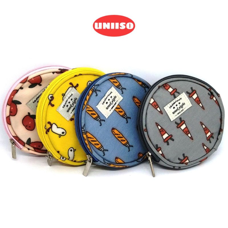 Dompet koin / Dompet bulat motif /Dompet kecil serbaguna/tempat masker/bedak lipstik