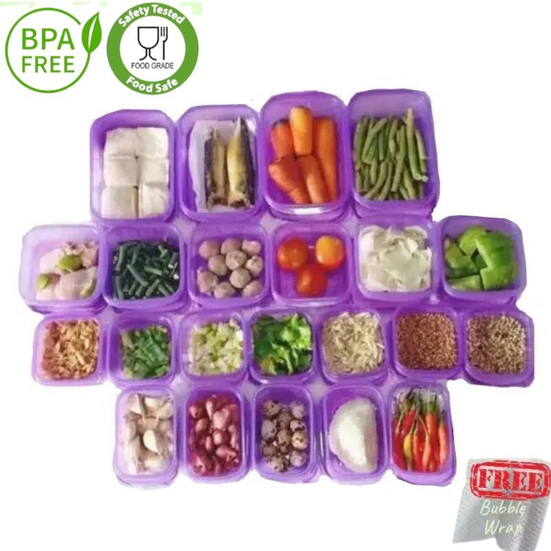 TOPLES KULKAS SET 18 WADAH MAKANAN CONTAINER KONTAINER SET BAMBANG ISO TECHNOLPLAST FRIDGE AMAN BPA 