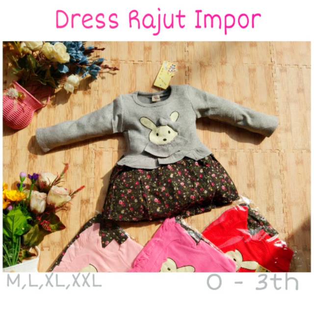 Dress rajut anak baju bayi anak perempuan impor murah lucu setelan baju pesta
