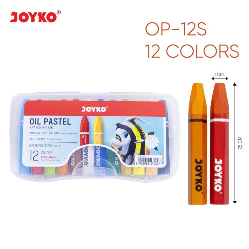 Crayon 12 warna joyko krayon oil pastel