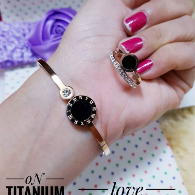 Titanium gelang dan cincin 1318j